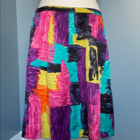 Trina Turk bold colorful pleated silk skirt size 4 - Picture 5 of 7